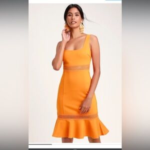 Lulus Martini Mama Crochet Detail Midi-Dress SZ L